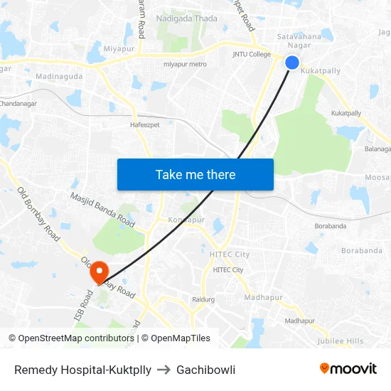 Remedy Hospital-Kuktplly to Gachibowli map