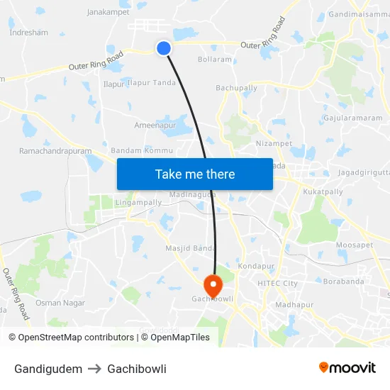 Gandiguem Twd Sulthapur to Gachibowli map