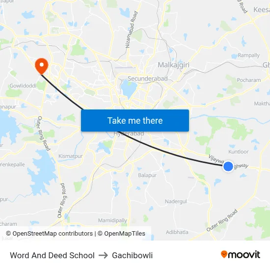 Word And Deed Twd Rfc to Gachibowli map
