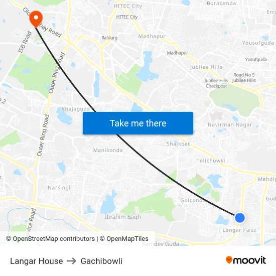 Langar House to Gachibowli map