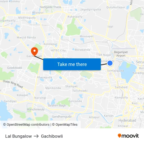 Lal Bungalow to Gachibowli map