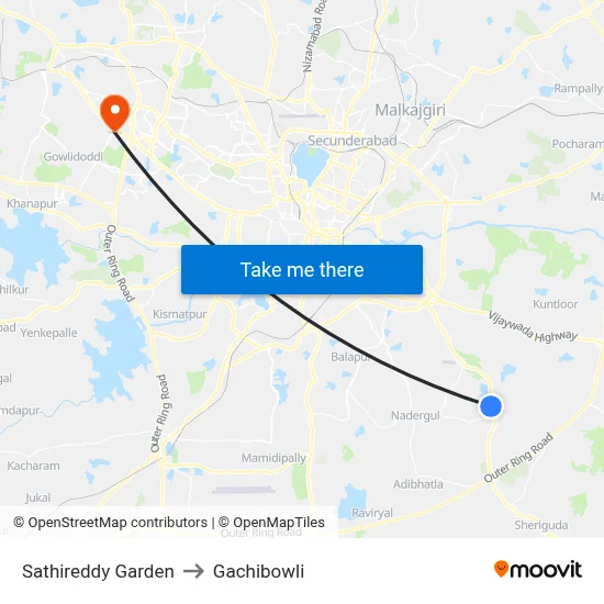 Sathireddy Garden to Gachibowli map