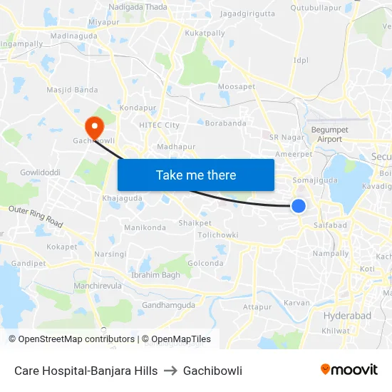 Care Hospital-Banjara Hills to Gachibowli map