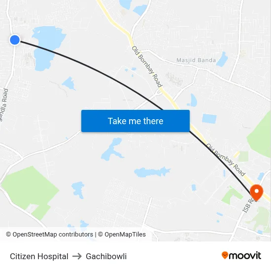 Citizen Hospital Twd Mehdipatnam to Gachibowli map