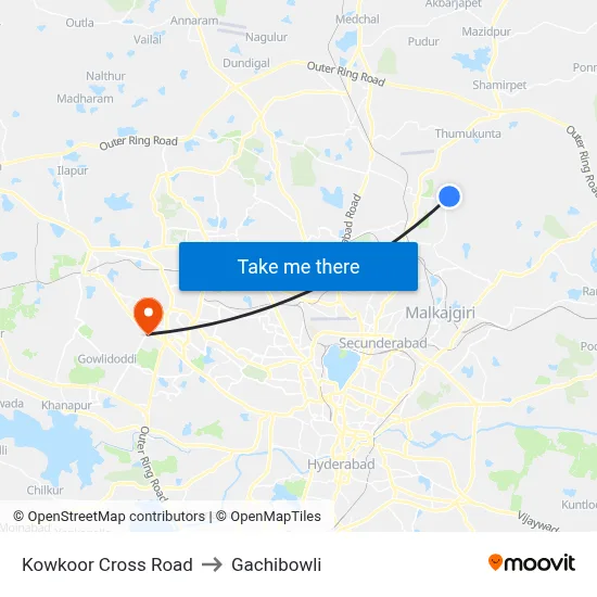 Kowkoor X Road to Gachibowli map