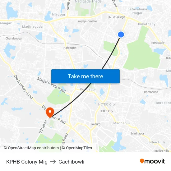 KPHB Colony Mig to Gachibowli map