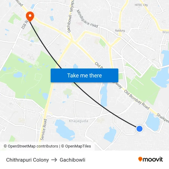 Chithrapuri Colony to Gachibowli map