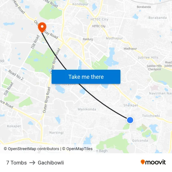 7 Tombs to Gachibowli map