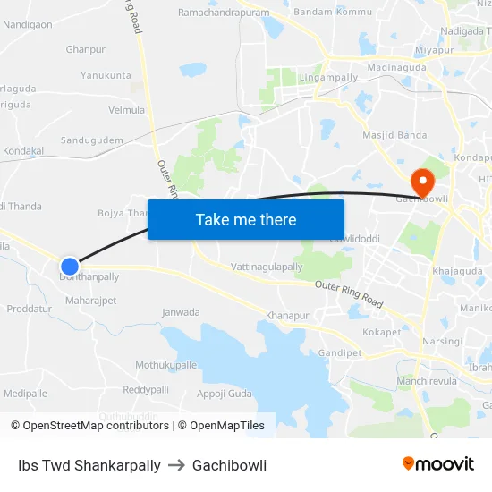 Ibs Twd Shankarpally to Gachibowli map