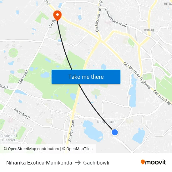 Niharika Exotica-Manikonda to Gachibowli map