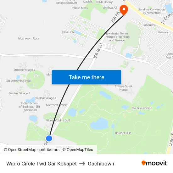Wipro Circle Twd Gar Kokapet to Gachibowli map