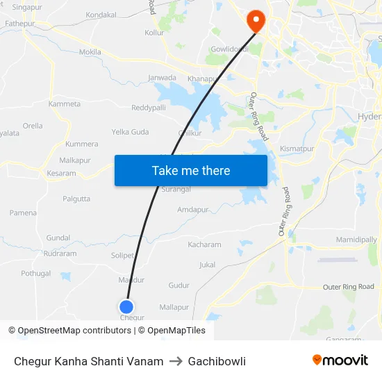 Chegur Kanha Shanti Vanam to Gachibowli map