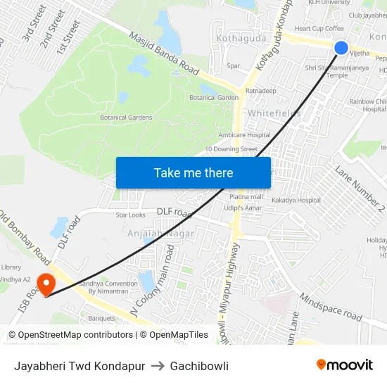 Jayabheri Twd Kondapur to Gachibowli map