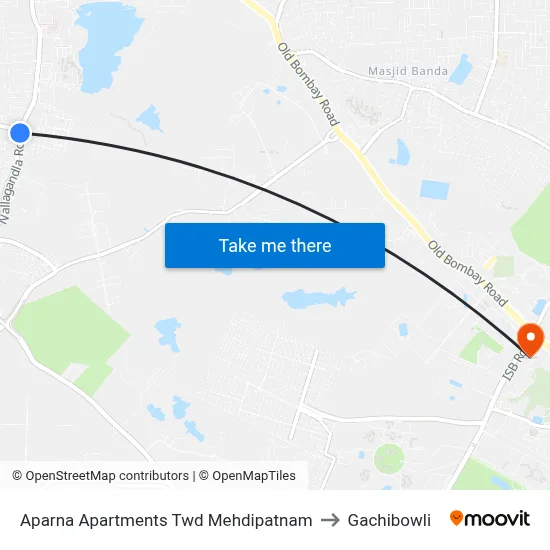 Aparna Apartments Twd Mehdipatnam to Gachibowli map