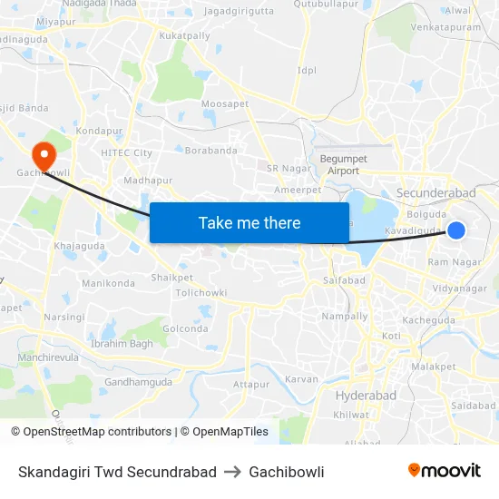 Skandagiri Twd Secundrabad to Gachibowli map
