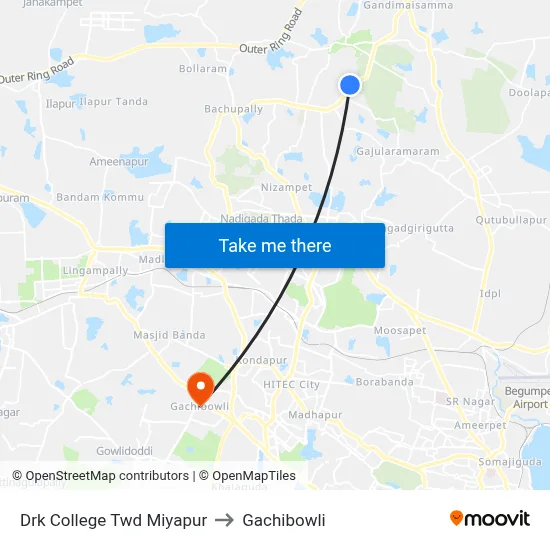 Drk College Twd Miyapur to Gachibowli map