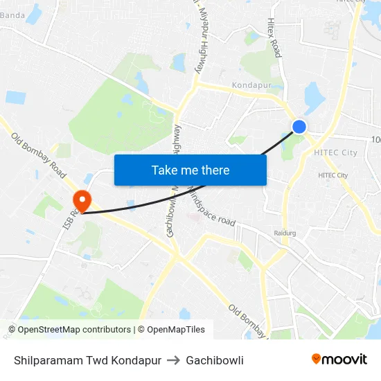 Shilparamam Twd Kondapur to Gachibowli map