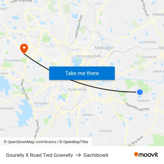 Gourelly X Road Twd Gowrelly to Gachibowli map