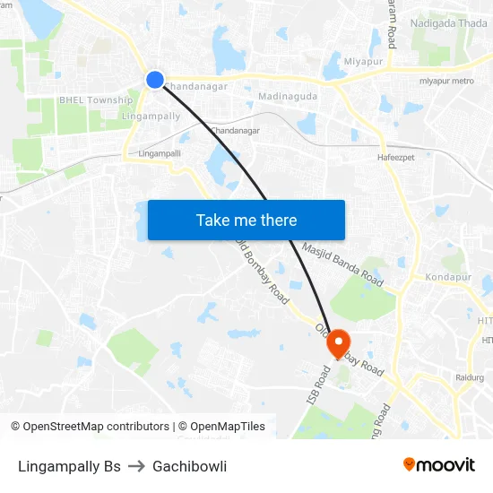 Lingampally Bs to Gachibowli map