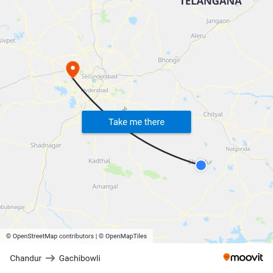 Chandur to Gachibowli map