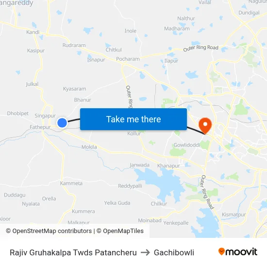 Rajiv Gruhakalpa Twds Patancheru to Gachibowli map