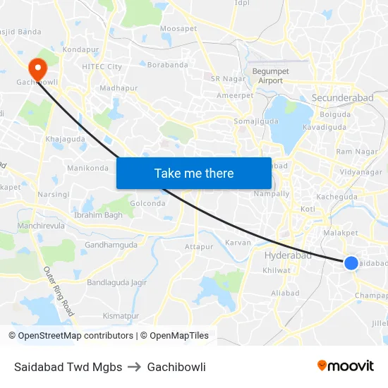Saidabad Twd Mgbs to Gachibowli map