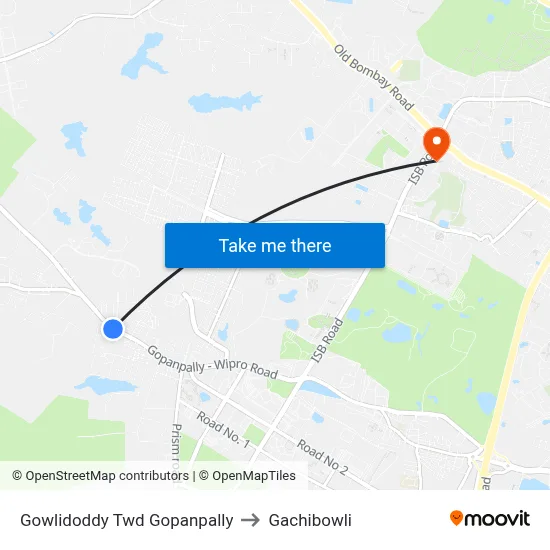 Gowlidoddy Twd Gopanpally to Gachibowli map