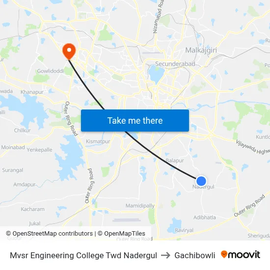 Mvsr Engineering College Twd Nadergul to Gachibowli map