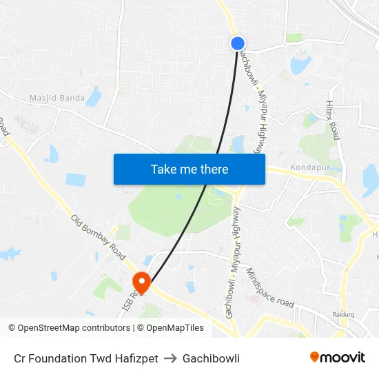 Cr Foundation Twd Hafizpet to Gachibowli map