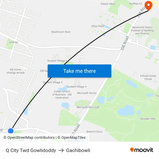 Q City Twd Gowlidoddy to Gachibowli map