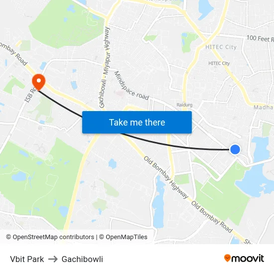 Vbit Park to Gachibowli map