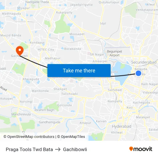 Praga Tools Twd Bata to Gachibowli map