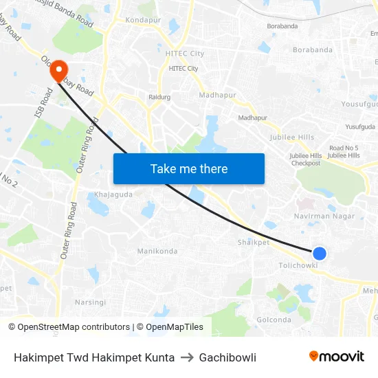 Hakimpet Twd Hakimpet Kunta to Gachibowli map