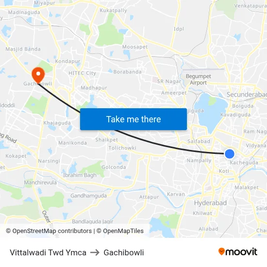 Vittalwadi Twd Ymca to Gachibowli map
