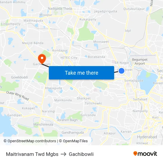 Maitrivanam Twd Mgbs to Gachibowli map