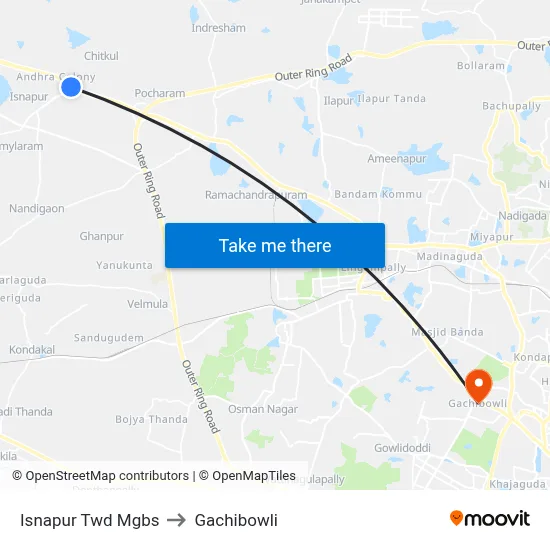 Isnapur Twd Mgbs to Gachibowli map
