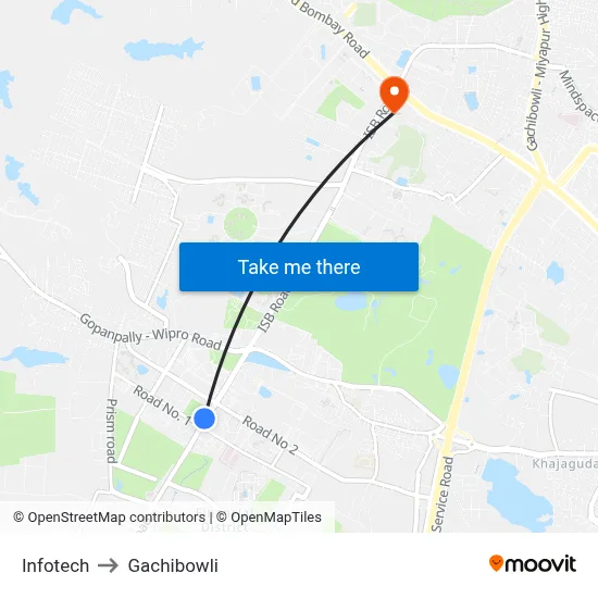 Infotech to Gachibowli map