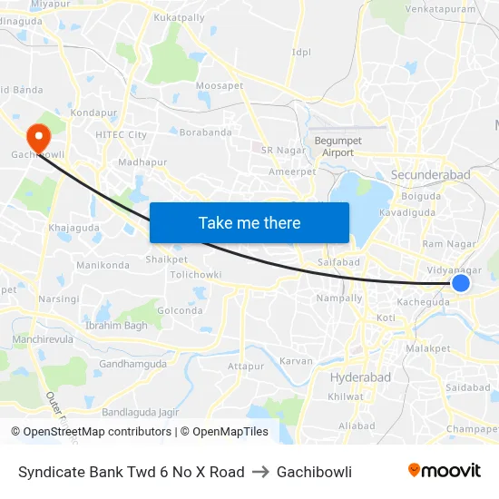 Syndicate Bank Twd 6 No X Road to Gachibowli map