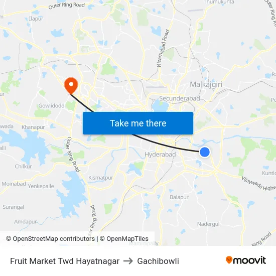 Fruit Market Twd Hayatnagar to Gachibowli map