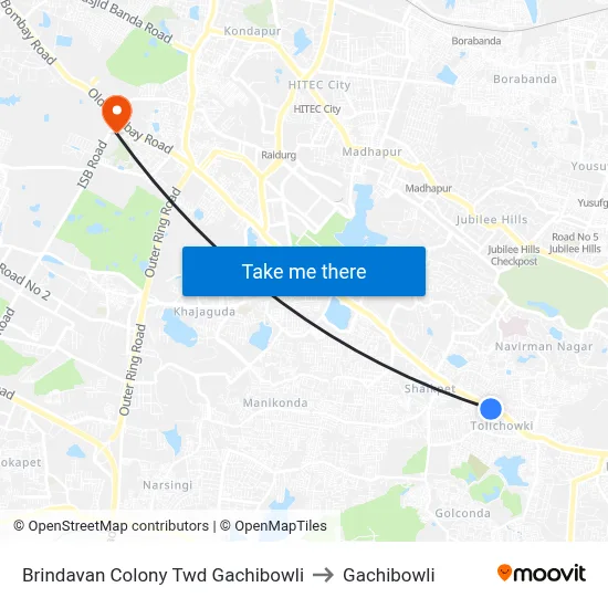 Brindavan Colony Twd Gachibowli to Gachibowli map