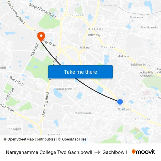 Narayanamma College Twd Gachibowli to Gachibowli map