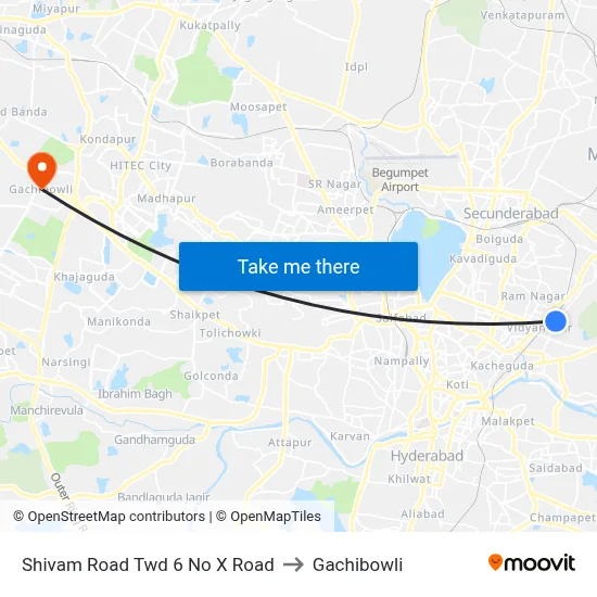 Shivam Road Twd 6 No X Road to Gachibowli map