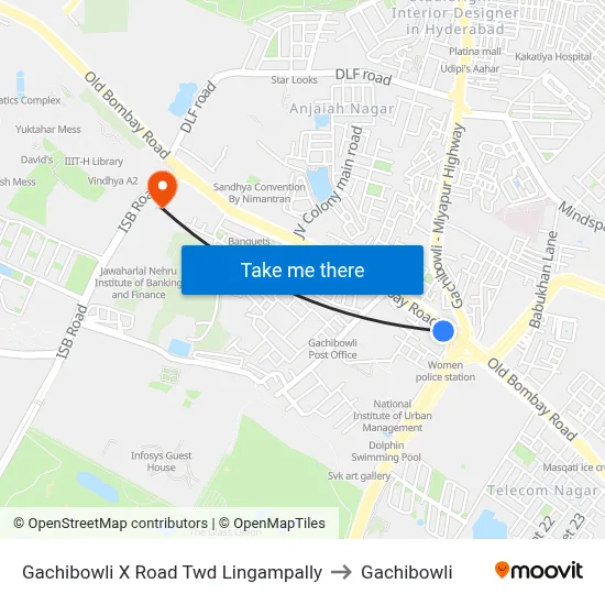 Gachibowli X Road Twd Lingampally to Gachibowli map