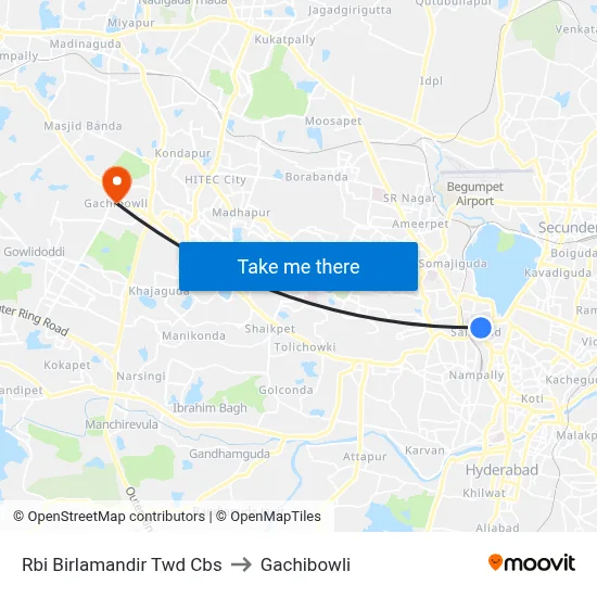 Rbi Birlamandir Twd Cbs to Gachibowli map