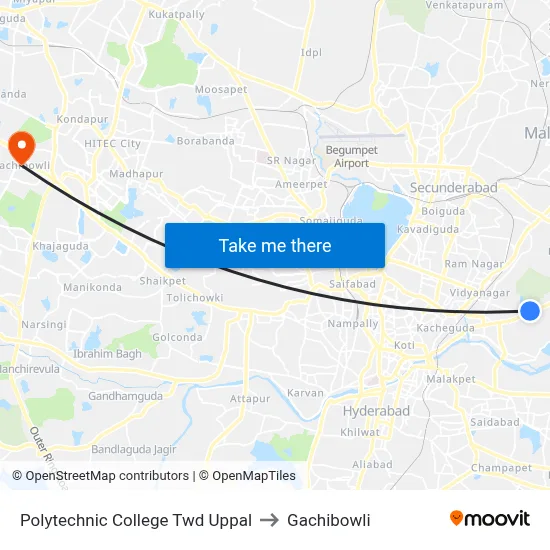 Polytechnic College Twd Uppal to Gachibowli map