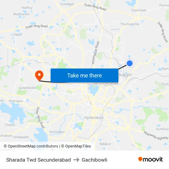 Sharada Twd Secunderabad to Gachibowli map