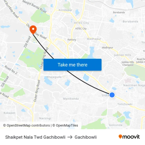 Shaikpet Nala Twd Gachibowli to Gachibowli map