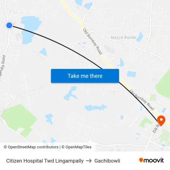 Citizen Hospital Twd Lingampally to Gachibowli map