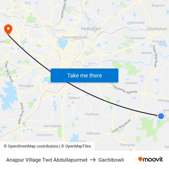 Anajpur Village Twd Abdullapurmet to Gachibowli map