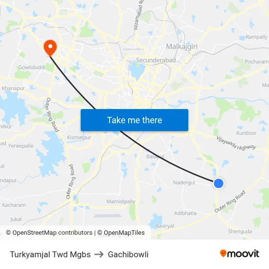 Turkyamjal Twd Mgbs to Gachibowli map